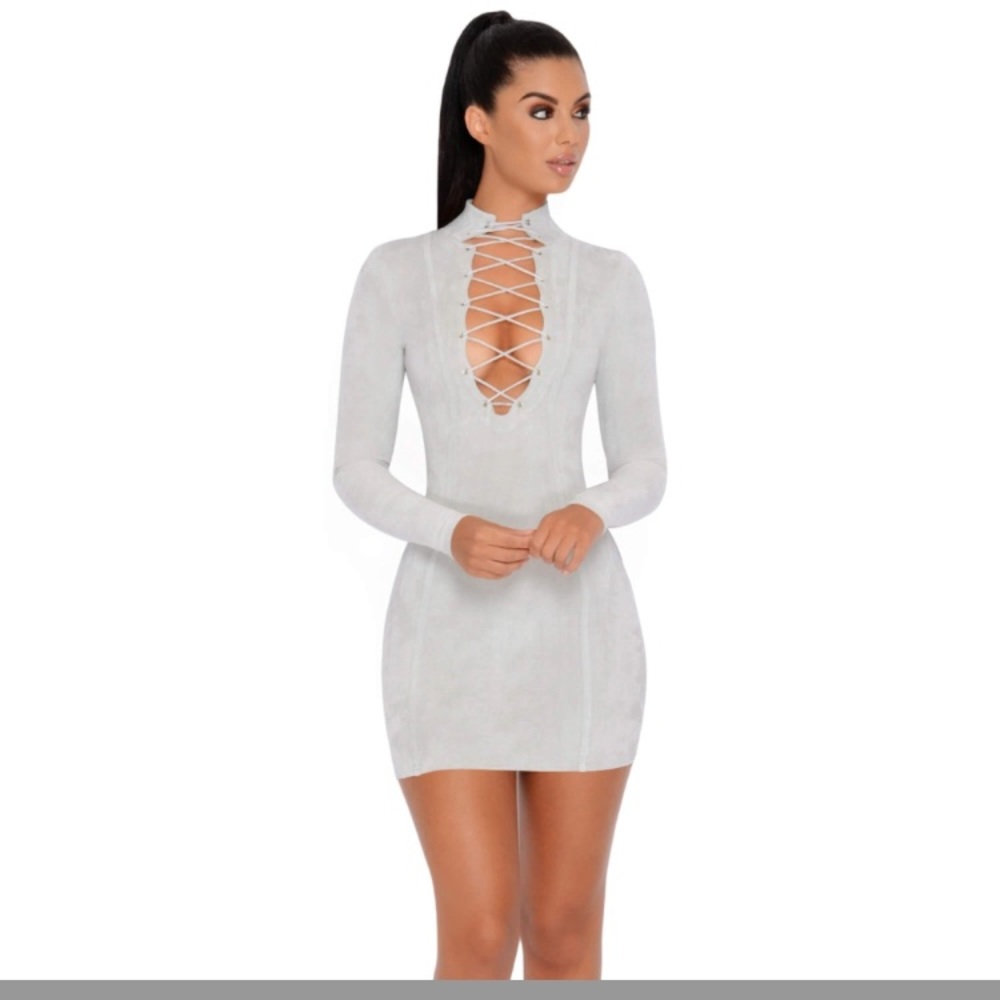 Suede mini dress.